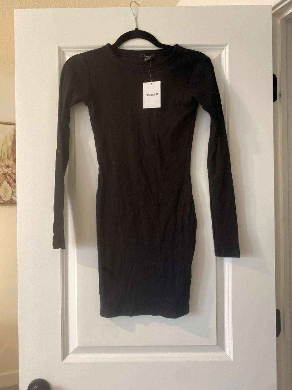 Forever 21 Black Long Sleeve Bodycon Midi Dress